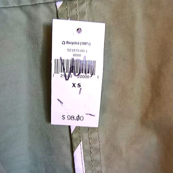 Gap Utility Jacket Women's Size XS  Green Frayed Pleated Peplum Hem Pockets Snap - Picture 3 of 15